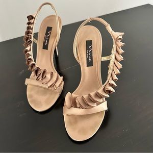 Nina New York Champagne Ruffle 4" Heel Sandals